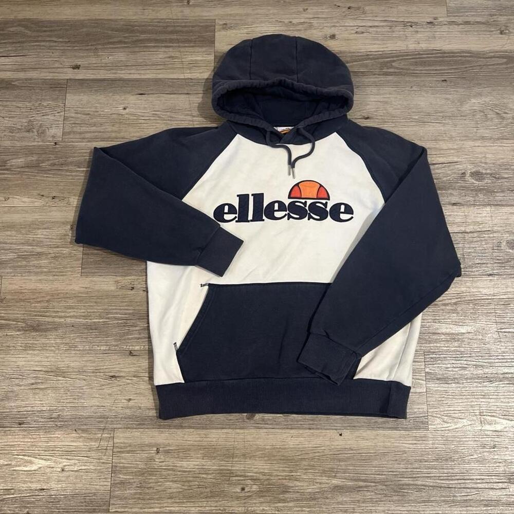 Ellesse Vintage Taliamento OH Hoodie WHite & Navy Men's XXLarge